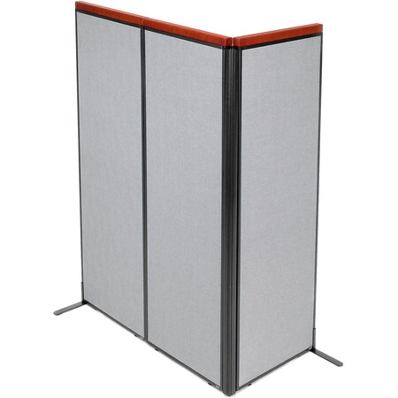 Interion By Global Industrial Interion Deluxe Freestanding 3-Panel Corner Room Divider, 24-1/4inW x 73-1/2inH Panels, Gray 695089GY